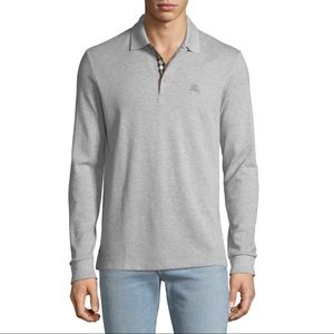 Burberry Gray Long Sleeve Polo Shirt Size Xl fits closer to a large